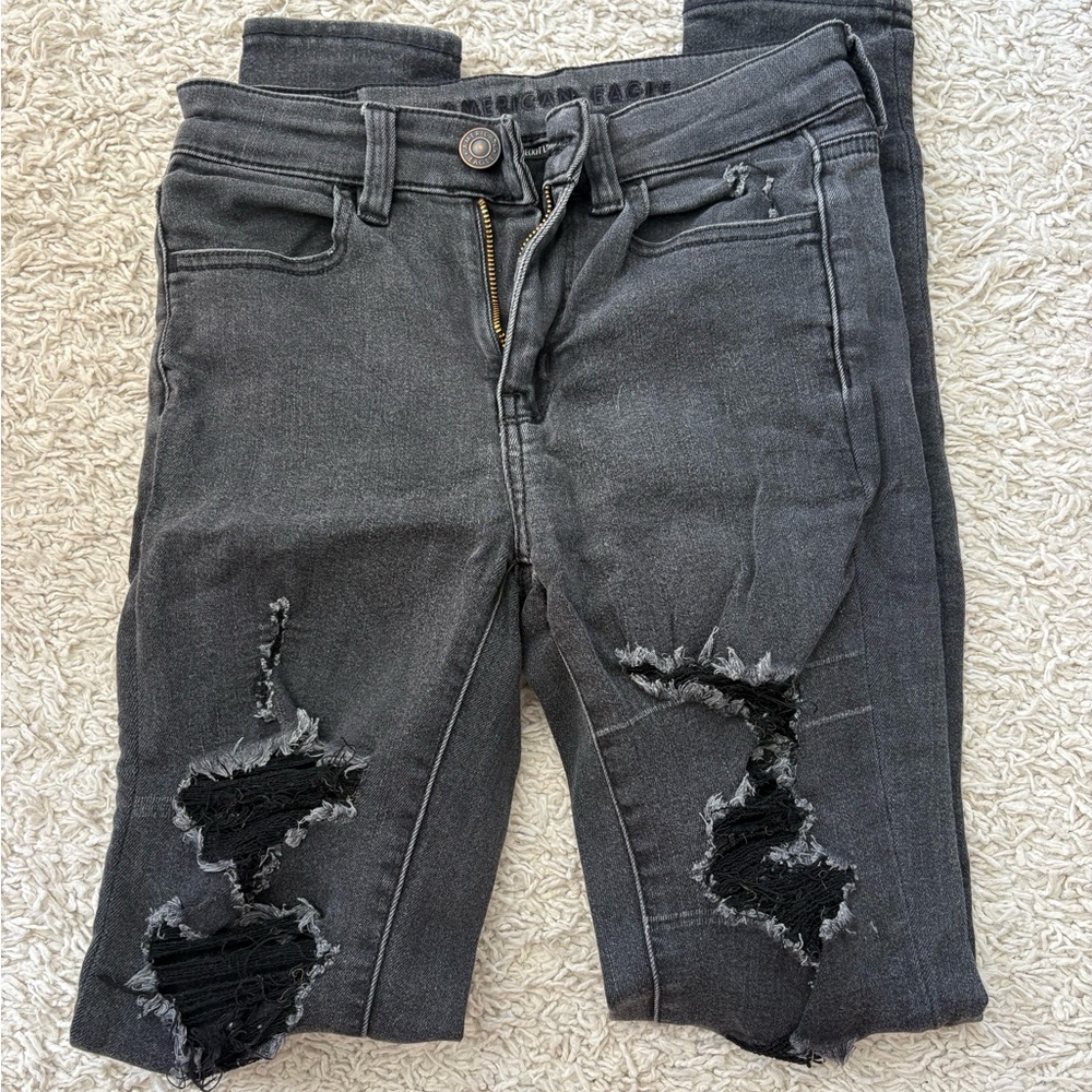 American Eagle Outfitters Charcoal Distressed Jeans